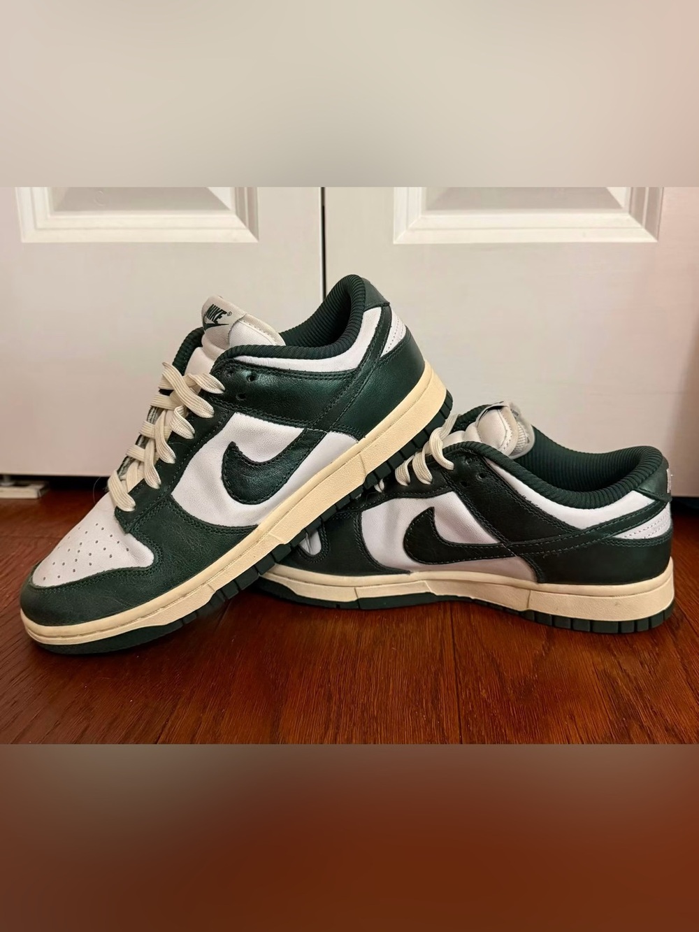 Nike Women’s Low-Top Sneakers — White & Dark Green with Cream Midsole